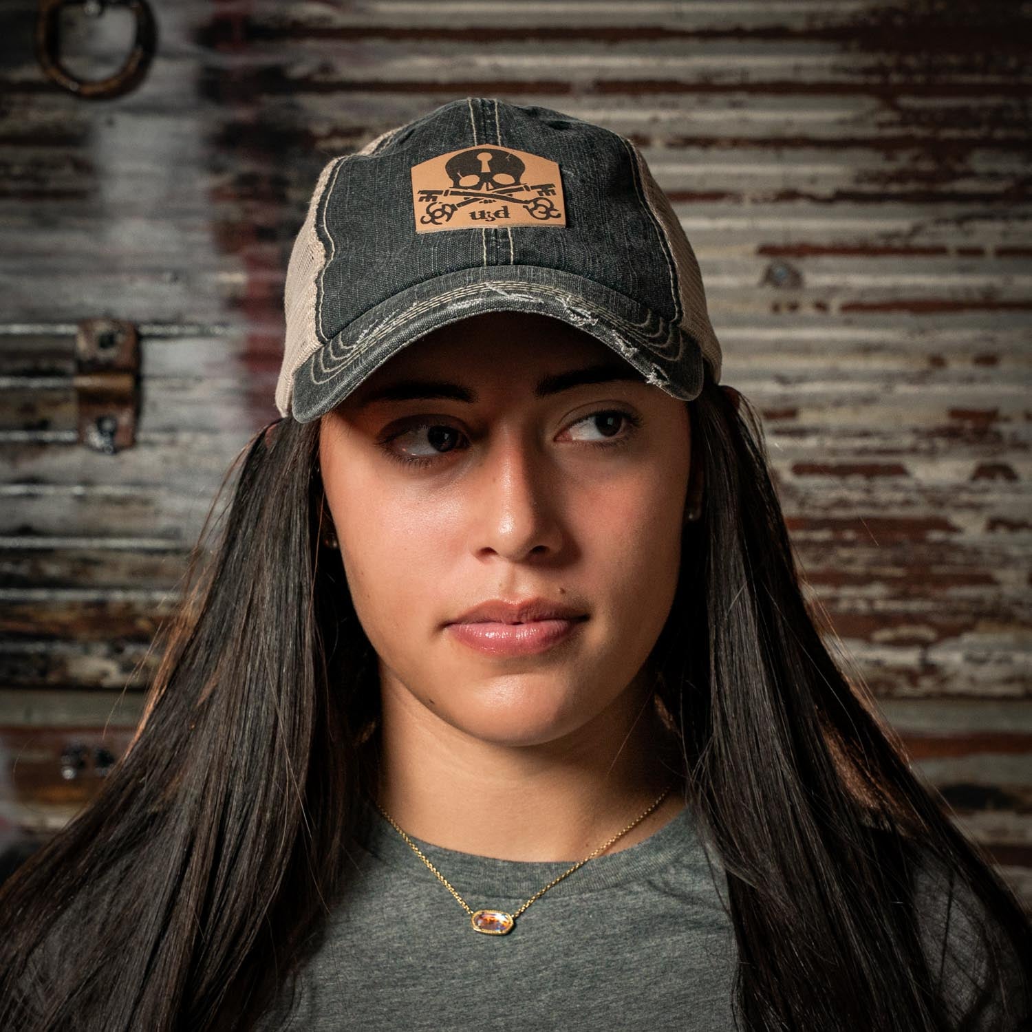 6 Panel Herringbone Low-Profile Distressed Cap