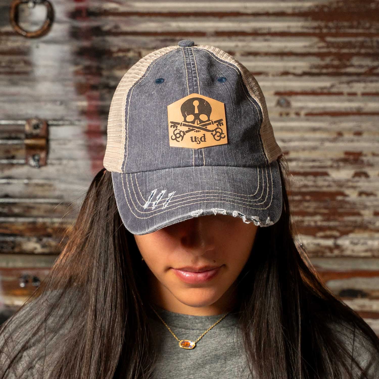 6 Panel Herringbone Low-Profile Distressed Cap